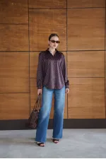 Chemise satinée à pois - Marron | F2076 - Topshow