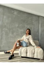 Pocket Detailed Linen Wholesale Shirt - Stone | TOPSHOW | F1661