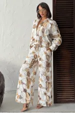 Topshow Toptan Desenli Gömlek Ceket - Kahve | F1964