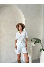 Nakışlı Vual Gömlek - Krem Topshow