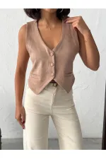 Topshow Vizon Süet Toptan Yelek