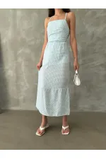 Topshow Blue Strap Ankle Length Wholesale Dress