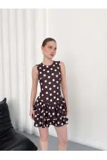 Robe sans manches à pois D 2946 - Marron