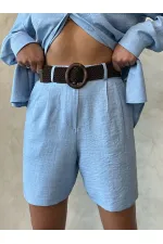 TOPSHOW Mavi Kemerli Toptan Şort