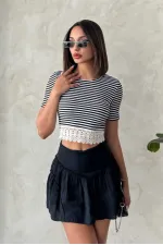 Striped Blouse with Lace Skirt - Bold Stripes | Topshow