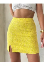 Pullu Kot Etek - Sarı | Topshow