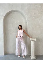 Nakışlı Toptan Pantolon - Pembe | Topshow