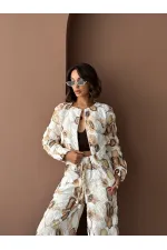 Veste zippée à motifs Topshow Wholesale – Style chic et moderne – Marron | F1975