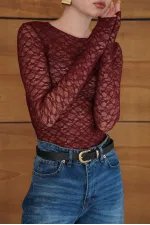 Blouse en dentelle en gros - Prune | F2092 - Topshow