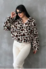 Bskılı Pejuş Toptan Mont - Açık Taş Leopar | TOPSHOW | F1654