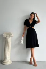 Topshow Siyah V Yaka Dekoltelı Boydan Toptan Elbise