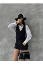 Gilet en daim noir en gros | TOPSHOW | f1528