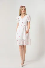 Robe Topshow rouge à fleurs mi-longue, vente en gros