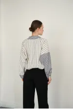 Yakadan Toptan Etek Ucuna Capraz Dikim Toptan Gömlek - Taş Siyah | F2094 - Topshow