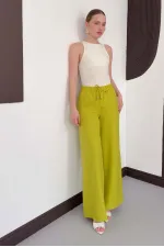 Fıstık Yeşili Keten Toptan Pantolon | D2381 Topshow