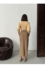 Jupe en velours côtelé Topshow en gros - Vison | F2033