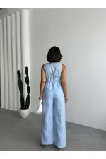 Nakışlı  Pantolon - Mavi | Topshow