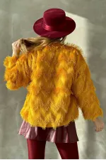 Faux Fur Wholesale Jacket - Mustard | TOPSHOW | F1640