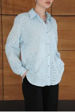 Corded Wholesale Shirts - Blue | F2079 - Topshow