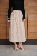 Embroidered Long Skirt - Stone | F2080 - Topshow