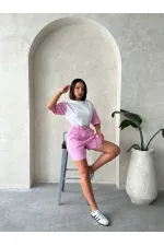 Pullu Kot Şort - Pembe | Topshow