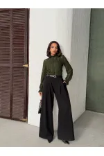 Blouse Topshow kaki pailletée à barbe en gros