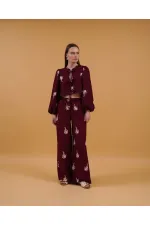 Embroidered Wholesale Trousers - Claret Red | Topshow | F1712