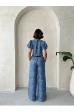 Embroidered Front Tie Wholesale Blouse - Dark Blue | Topshow