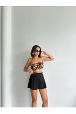 Kemer Detaylı Şort Toptan Etek - Siyah | Topshow