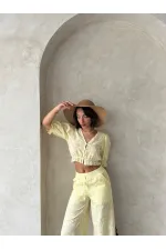 Embroidered Blouse with Scallop Detail - Yellow | Topshow