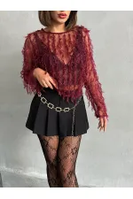 Hair Braided Wholesale Blouse - Burgundy | TOPSHOW | F1601