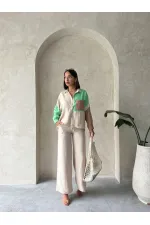 Chemise ornée en gros - Pierre émeraude | TOPSHOW | F1447