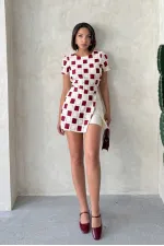 Dantel Detaylı Şort - Taş Bordo | Topshow