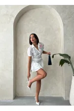 Topshow Cream Floral Chest Linen Wholesale Shirt