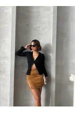 Suet Yırtmaclı Toptan Etek - Taba | TOPSHOW | F1573