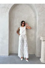 Nakışlı Toptan Pantolon - Taş | Topshow