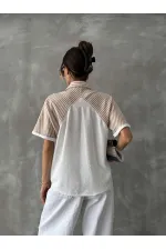 Topshow Stone Line Detailed Low Sleeve Wholesale Shirt