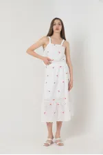 Jupe longue rouge brodée de fleurs (vente en gros) | TOPSHOW