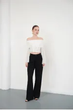 Long Sleeve Tulle Wholesale Blouse - Cream | D2977 - Topshow