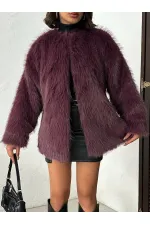 Suni Kürk Toptan Ceket - Mürdüm | TOPSHOW | F1608