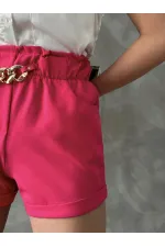 Topshow Fuşya Kemer Üstü Halkalı Cepli Toptan Şort