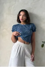 Topshow Haut en organza indigo, blouse en gros