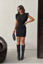 Topshow - Robe en daim scuba en vente en gros - Noire