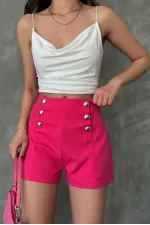Short Topshow fuchsia à boutons en gros