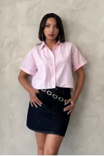 Kelebek Detaylı Toptan Gömlek   Pembe | Topshow