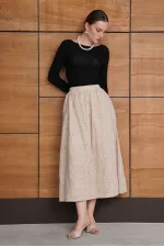 Embroidered Long Skirt - Stone | F2080 - Topshow