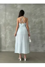 Topshow Blue Strap Ankle Length Wholesale Dress