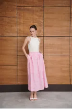 Embroidered Long Skirt - Pink | F2080 - Topshow
