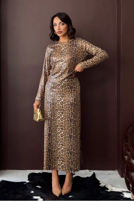 Topshow - Wholesale Trend Leopard Print Skirt - Elegance from Day to Night - Dark Leopard