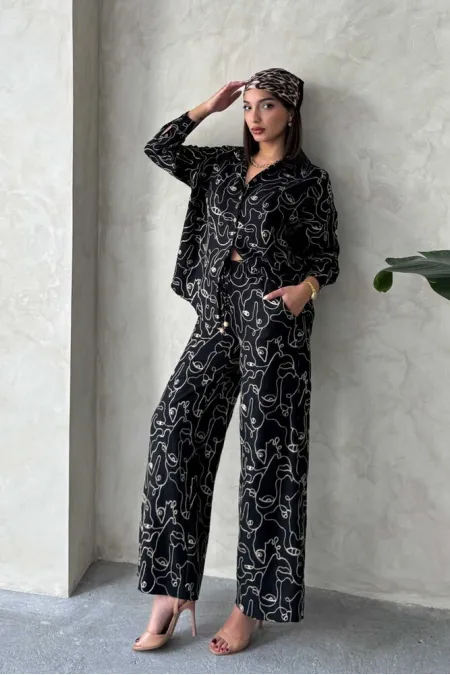 Pantalon brodé en gros - Noir | Topshow | F1900